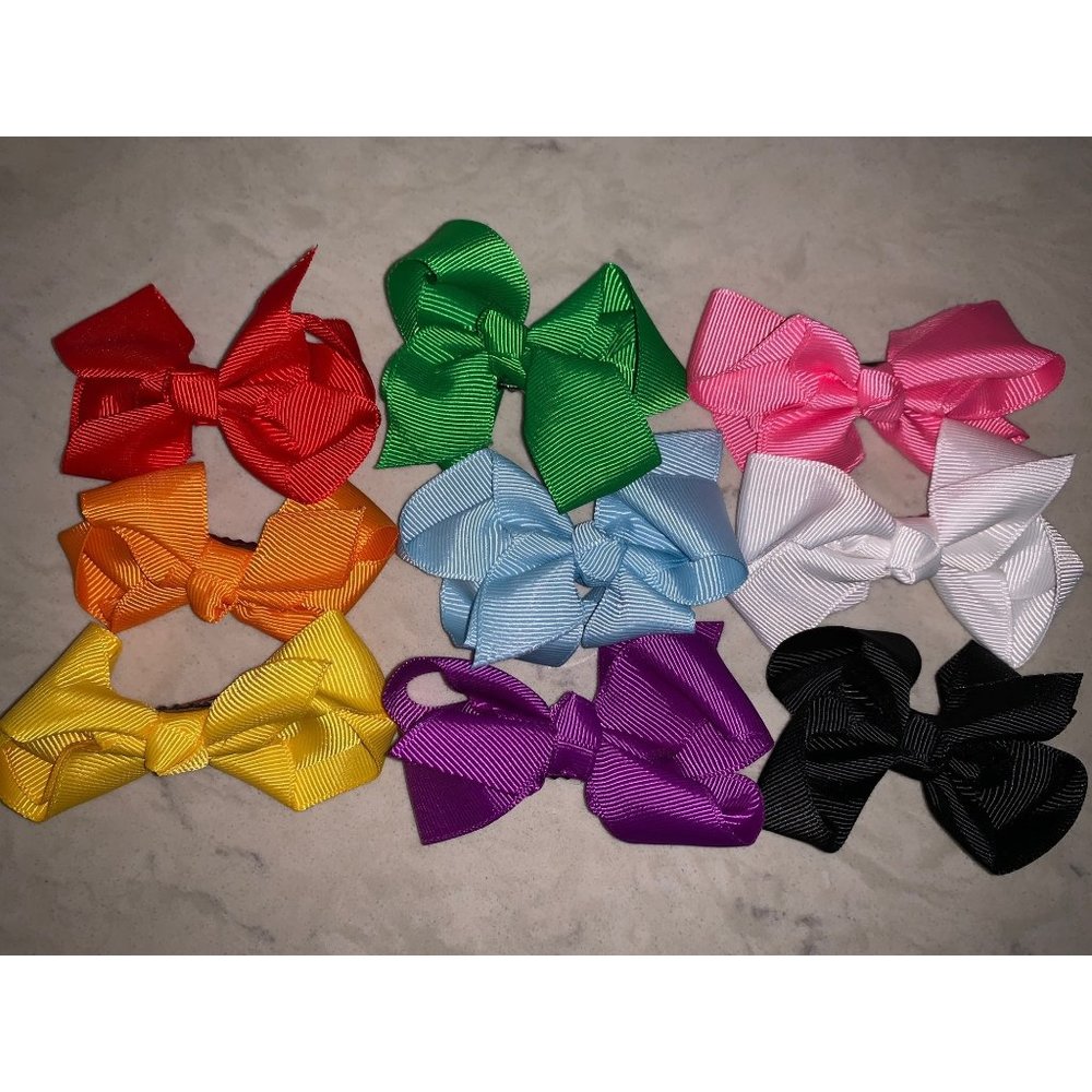 Brand new! Set of 12 - 3" Grossgrain Ribbon Hair Bows